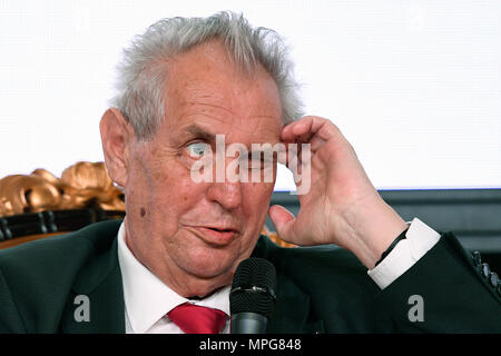 Prague, Czech Republic. 23rd May, 2018. Czech President Milos Zeman speaks during the Zofin Forum on 'Civic Responsibility' in Prague, Czech Republic, May 23, 2018. Credit: Ondrej Deml/CTK Photo/Alamy Live News Stock Photo