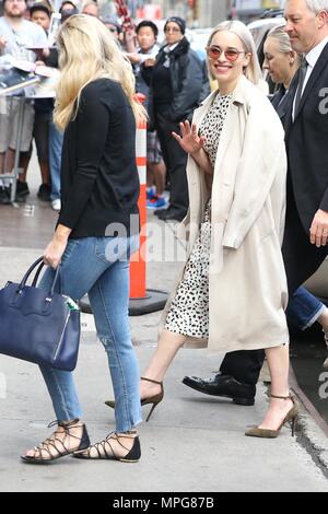 New York, USA. 23rd May 2018. British actress Emilia Clarke is seen arriving on Good Morning America television in the Times Square area of New York in the United States this Wednesday, 23. (PHOTO: WILLIAM VOLCOV/BRAZIL PHOTO PRESS) Credit: Brazil Photo Press/Alamy Live News Stock Photo