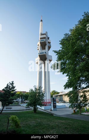 An txternal view of the TV tower in Prague, Czech Republic Stock Photo