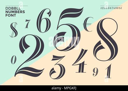 DDBBLL. Numbers font Stock Vector