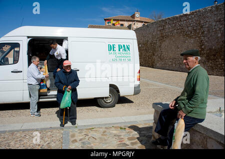 Plaza Mayor o del Arcipreste, HITA, Guadalajara, Spain. Main Square. Stock Photo