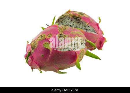 Rotten dragon fruit isolated on white background Stock Photo