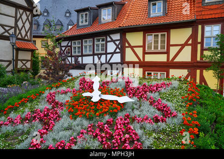 Wernigerode flower clock garden in Harz Germany at Saxony Anhalt Stock Photo