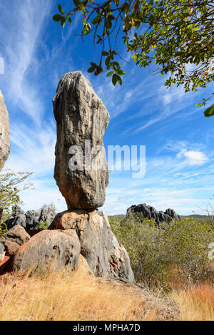Balancing Rock, a spectacular limestone outcrop in Chillagoe-Mungana Caves National Park, Far North Queensland, FNQ, QLD, Australia Stock Photo