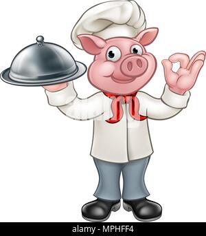 Cartoon Chef Pig Character Stock Vector
