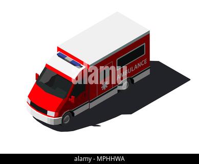 Vector isometric illustration of ambulance car Stock Vector