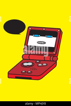 A Retro game console illustrated in cartoon style, characterized. Stock Vector