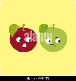 Two Apples having interaction Stock Vector