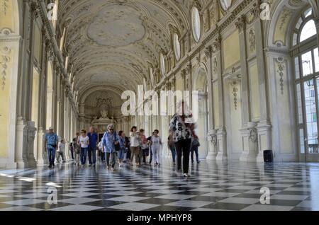 Venaria reale, Piedmont region, Italy. June 2017. The magnificent Grand Gallery or Diana of the Royal Palace of Venaria. UNESCO heritage. Stock Photo