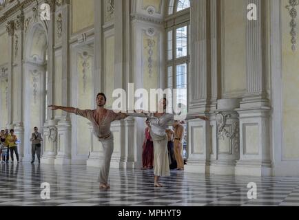 Venaria reale, Piedmont region, Italy. June 2017. The magnificent Grand Gallery or Diana of the Royal Palace of Venaria. UNESCO heritage. Stock Photo