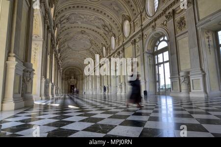 Venaria reale, Piedmont region, Italy. June 2017. The magnificent Grand Gallery or Diana of the Royal Palace of Venaria. UNESCO heritage. Stock Photo