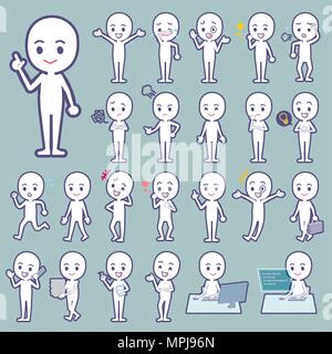 Set of various poses of Stick figure people Stock Vector