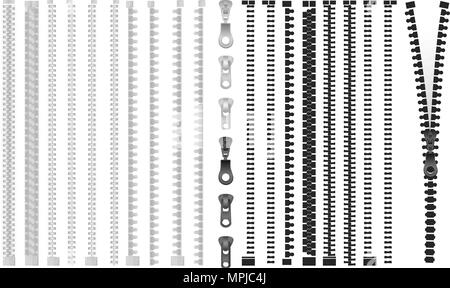 Set of different zippers clothes Stock Vector