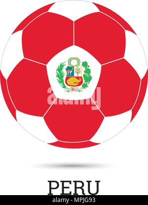 Soccer ball with Peruvian national colors  and emblem vector illustration Stock Vector