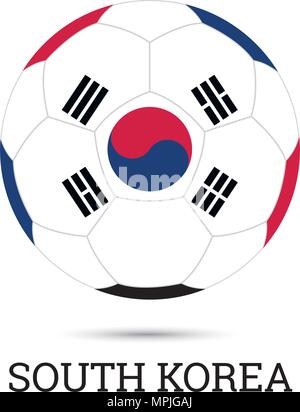 Soccer ball with South-Korean national colors and emblem vector illustration Stock Vector