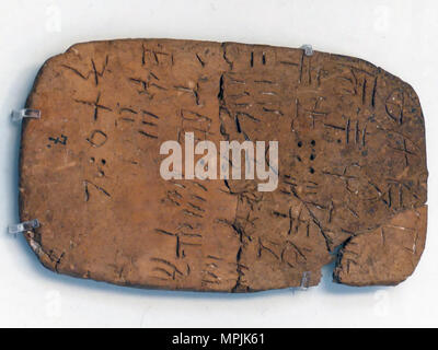 CRETE Clay tablets with Linear B script in Heraklion Museum. Photo ...