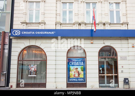 VUKOVAR, CROATIA - MAY 12, 2018: Croatia Insurance on their main agency in Vukovar. Croatia Osiguranje is the old and biggest insurance company in Cro Stock Photo