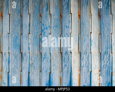 Vintage Blue Metal Folding Door Texture Pattern Background, Asian Style Stock Photo