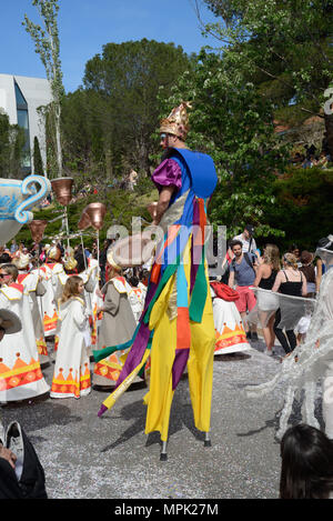 Giant in Costume or Man Walking on Stilts at Spring Carnival Aix-en-Provence Provence France Stock Photo