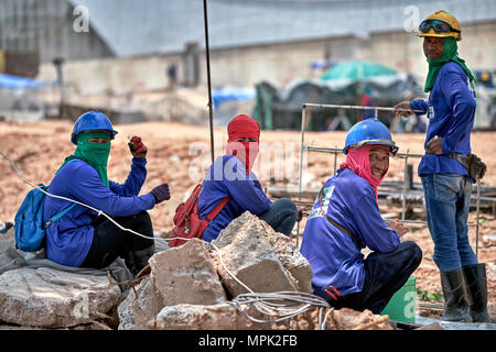 Construction site workers, Thailand, Woman building site, female builders Stock Photo