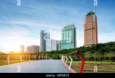 China Haikou Cityscape, high-rise by the lake. Stock Photo