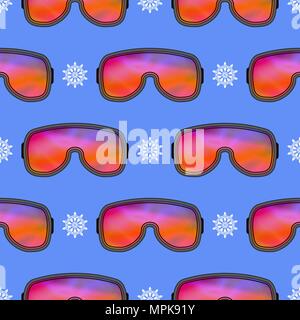 Winter Ski Goggles Seamless Pattern Stock Vector