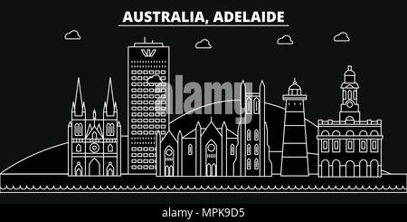 Adelaide silhouette skyline. Australia - Adelaide vector city, australian linear architecture, buildings. Adelaide travel illustration, outline landmarks. Australia flat icon, australian line banner Stock Vector