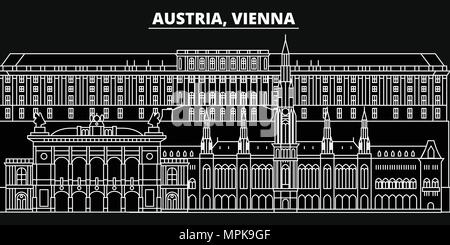 Austria outline skyline, austrian flat thin line icons, landmarks ...