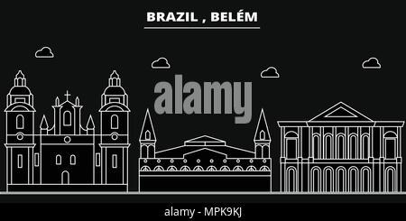 Belem silhouette skyline. Brazil - Belem vector city, brazilian linear architecture, buildings. Belem travel illustration, outline landmarks. Brazil flat icon, brazilian line banner Stock Vector