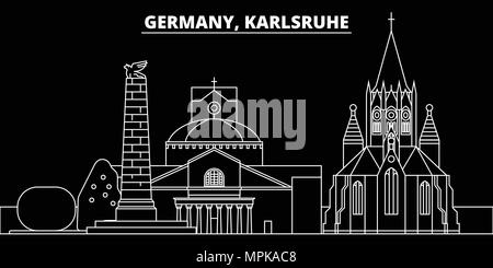 Karlsruhe silhouette skyline. Germany - Karlsruhe vector city, german linear architecture, buildings. Karlsruhe travel illustration, outline landmarks. Germany flat icon, german line banner Stock Vector