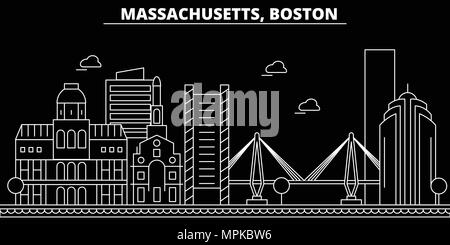 Massachusetts Map with editable stroke icon. Massachusetts USA State ...