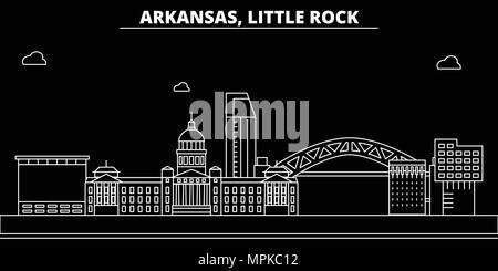 Little Rock silhouette skyline. USA - Little Rock vector city, american linear architecture, buildings. Little Rock travel illustration, outline landmarks. USA flat icons, american line banner Stock Vector
