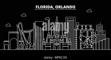 Outline Orlando Florida City Skyline with Modern and Historic Buildings ...