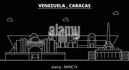 Venezuela , Caracas flat landmarks vector illustration. Venezuela ...