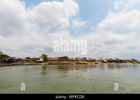 Port on Don Det island in south Laos. Landscape of nature taken on four thousands islands Si Phan Don on Mekhong river in south east asia during summe