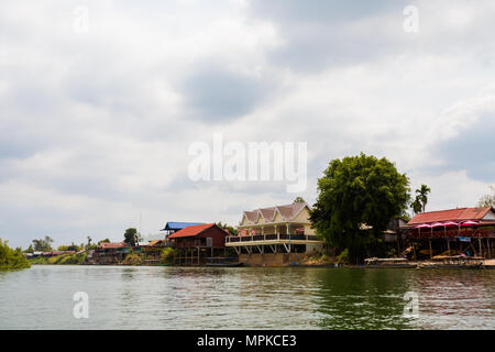 Port on Don Det island in south Laos. Landscape of nature taken on four thousands islands Si Phan Don on Mekhong river in south east asia during summe