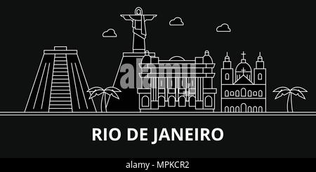 Rio de Janeiro panorama drawing. Hand-drawn high quality vector outline ...