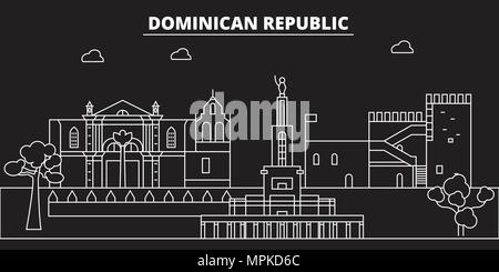 Dominican Republic silhouette skyline. Dominican Republic vector city, dominican linear architecture, buildingline travel illustration, landmarkflat icon, dominican outline design banner Stock Vector