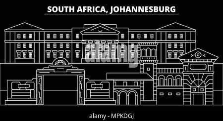 Johannesburg silhouette skyline. South Africa - Johannesburg vector city, african linear architecture. Johannesburg line travel illustration, landmarks. South Africa flat icons, african outline design Stock Vector