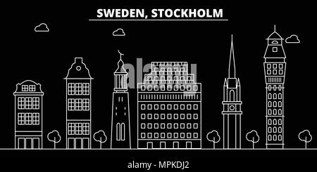Sweden editable outline map. Swedish red border. Country name. Adjust ...