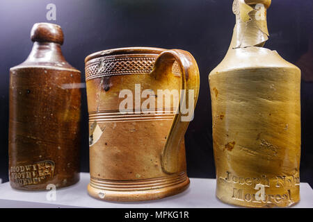 Montreal Canada,Quebec Province,Pointe a Calliere,Museum of Archaeology & History,city underground remains,ceramic jugs,Canada070704183 Stock Photo