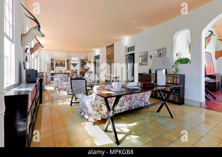Ernest Hemingway's home Finca Vigia, the living room, San Francisco de Paula, Cuba Stock Photo