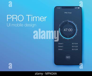 Timer application UI design concept Stock Vector