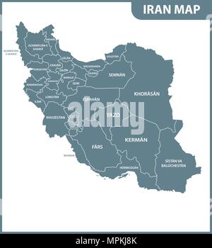 The detailed map of Iran with regions or states. Administrative division. Stock Vector