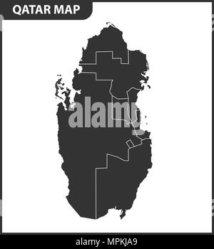 The detailed map of Qatar with regions or states. Administrative division Stock Vector