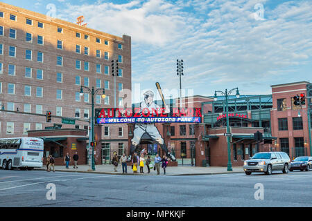 AutoZone park sports field in downtown Memphis, Tennessee Stock Photo