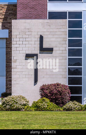 Front facade of Crosspoint Church in Gulfport, MS features Christian cross Stock Photo