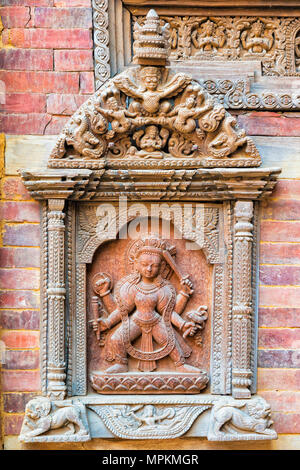 Mul Chowk courtyard, Wall carved Statues, Hanuman Dhoka Royal Palace, Patan Durbar Square, Unesco World Heritage Site, Kathmandu valley, Lalitpur, Nep Stock Photo