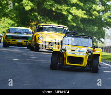 Chris Holland, Lotus Seven S4, HCSCC, 70's Road Sports, HSCC Wolds Trophy May 20th, 2018, Cadwell Park, cars, Classic Racing Cars, Historic Racing, Hi Stock Photo