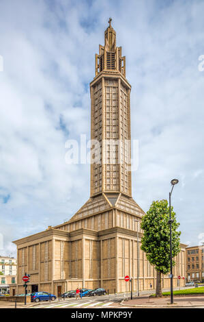 St. Joseph's Church, Le Havre, France, design by Auguste Perret (1951-1958) Stock Photo